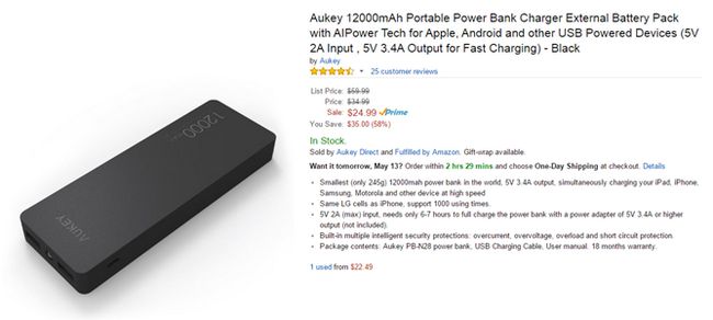 Fotografía - [Offre Alerte] Snag Cette Snazzy 12000mAh Batterie externe Aukey que 18 $ avec un coupon Amazon